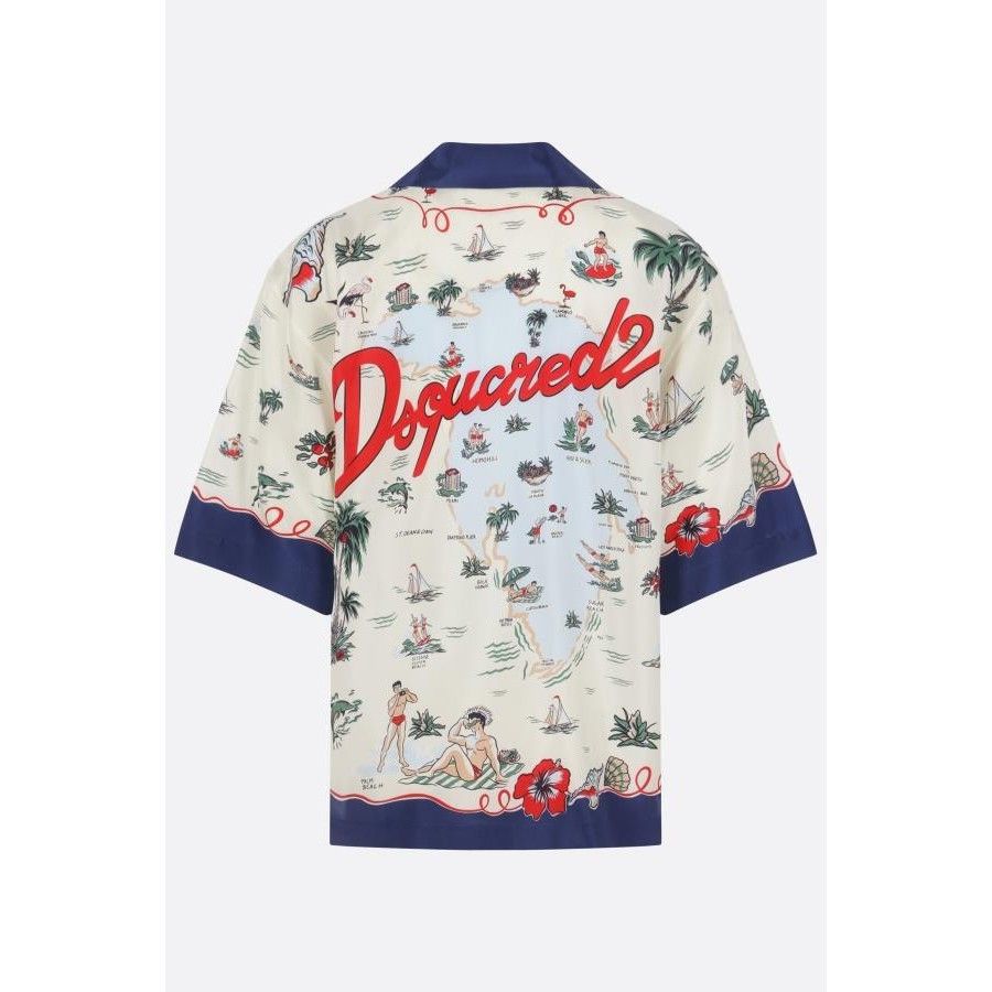 Dsquared2 DSQUARED2 Aloha Souvenir Multicolor Silk Bowling Shirt New & Size US L / EU 52-54 / 3 - 2 Thumbnail