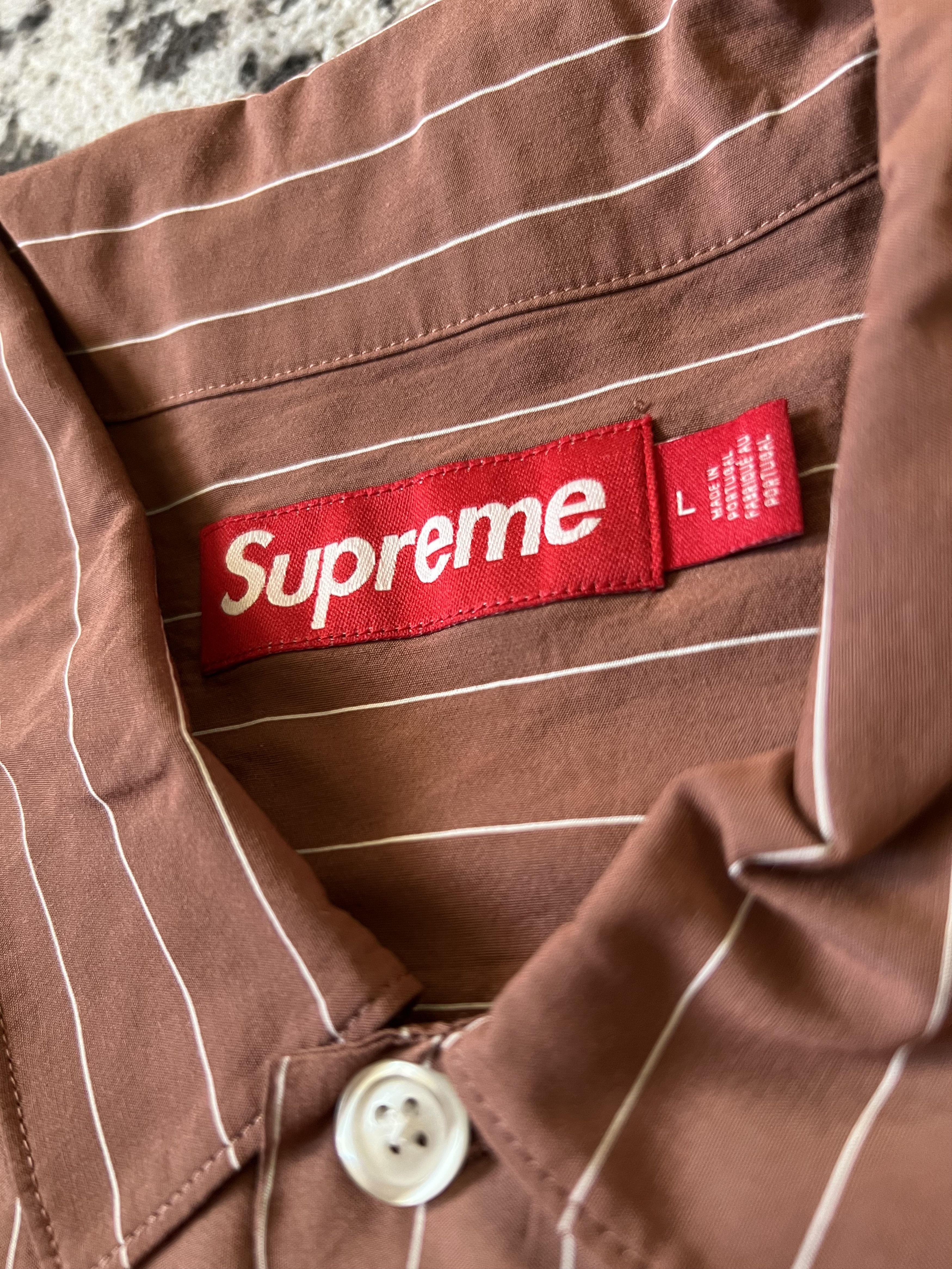 Supreme SUPREME STRIPE S/S PAJAMA SHIRT BROWN L SS25 Size US L / EU 52-54 / 3 - 2 Thumbnail