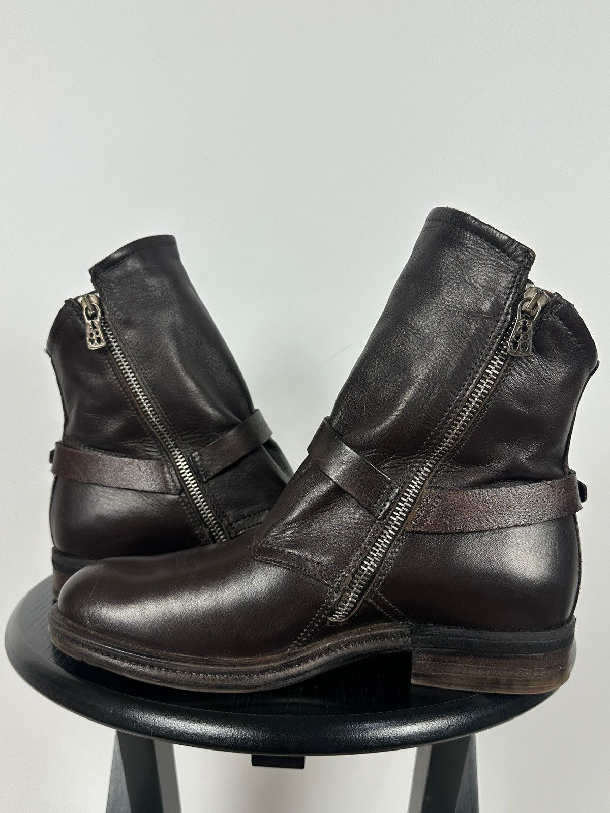 A.S.98 A.S.98. Airstep Brown Leather Biker Buckle Strap Ankle Boots Size US 8 / IT 38 - 9 Thumbnail