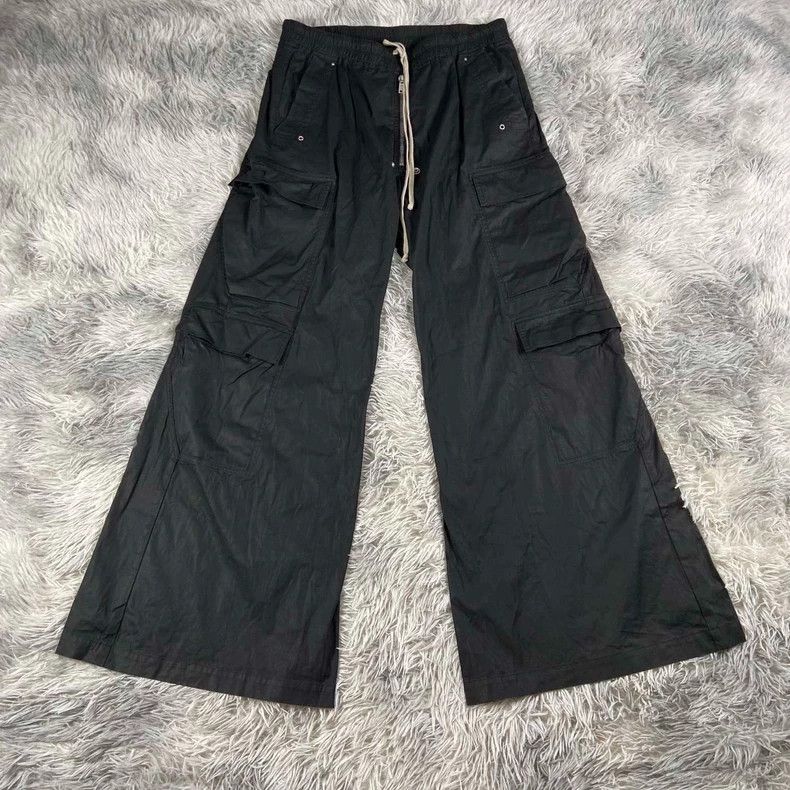 Rick Owens Wide Leg Cargo Pants in Black