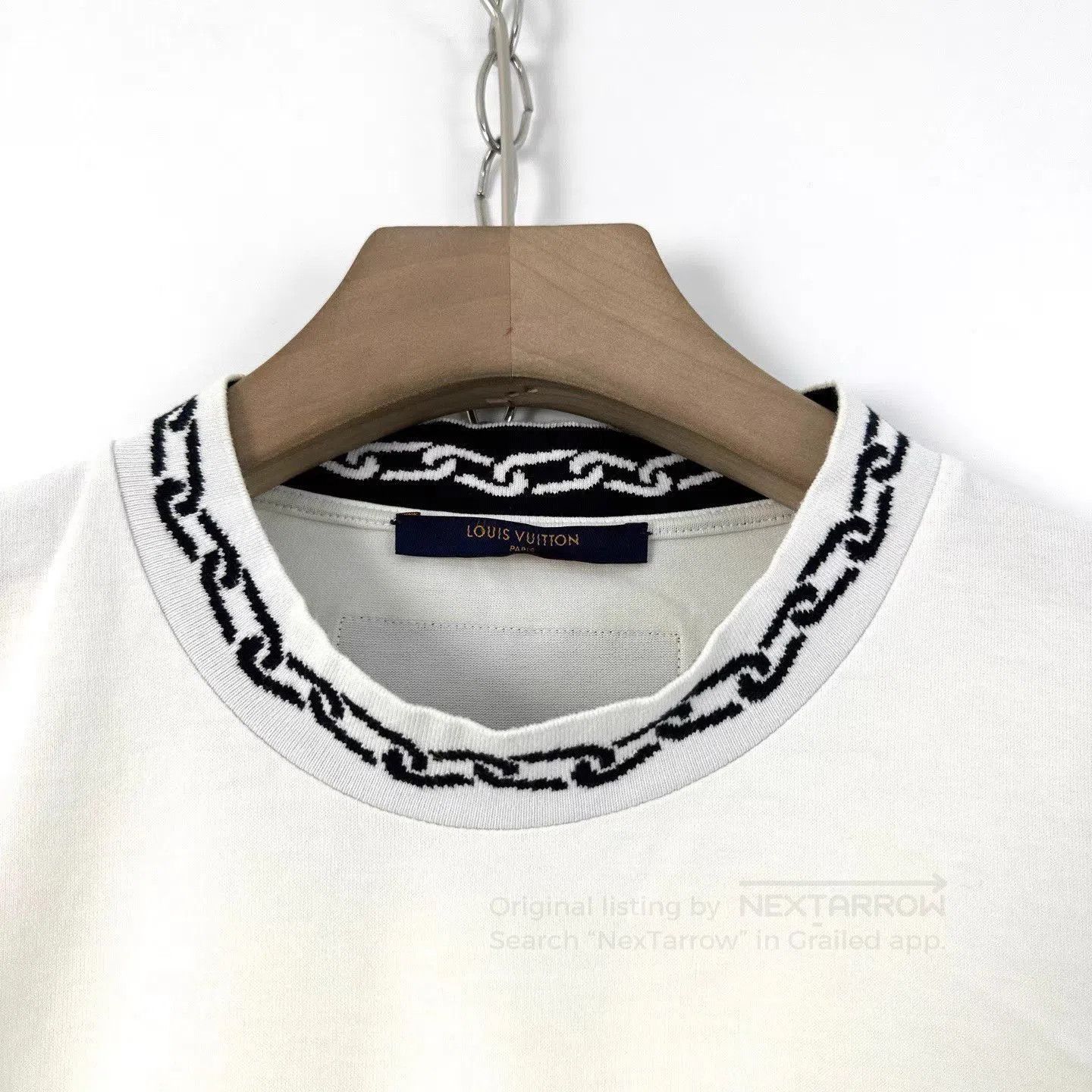 Louis Vuitton White Short Sleeve Shirt with Chain Collar Detail. Size US M / EU 48-50 / 2 - 3 Thumbnail