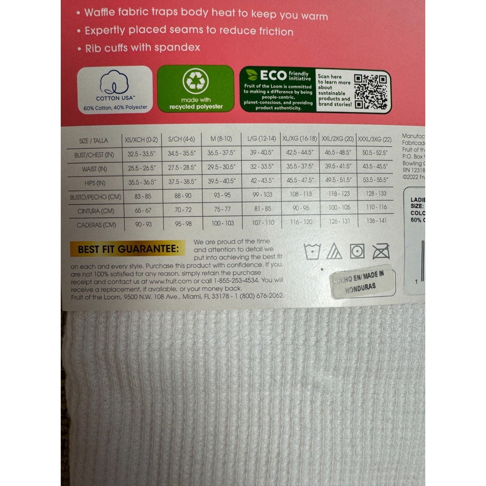 Fruit Of The Loom FRUIT of the LOOM Womens XXXL (22) Thermal Bottoms White Size 34" / US 12 / IT 48 - 3 Thumbnail