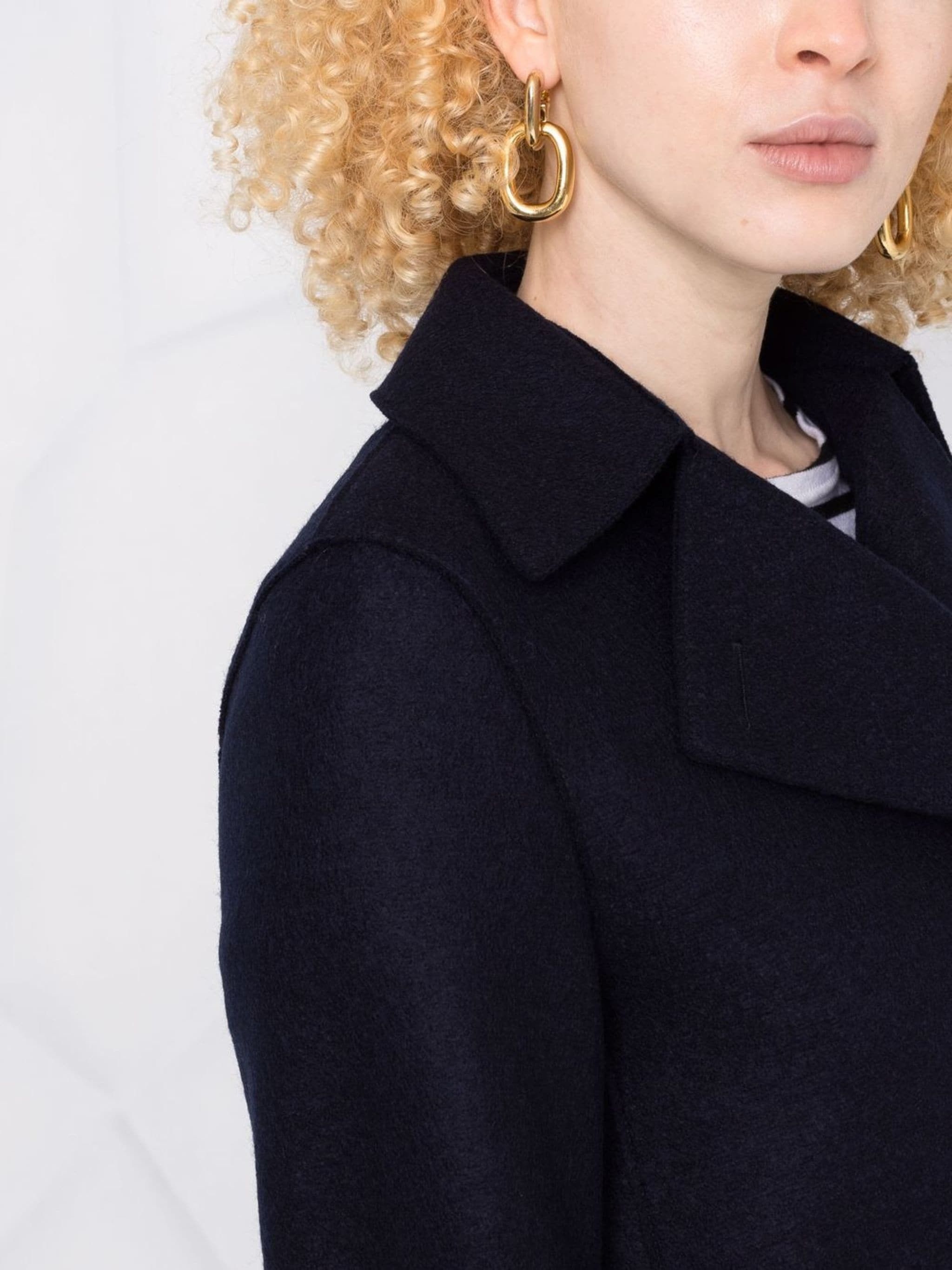 Harris Wharf London o1s22i1n1024 Double-Breasted Pressed Wool Coat in Blue Size M / US 6-8 / IT 42-44 - 3 Thumbnail