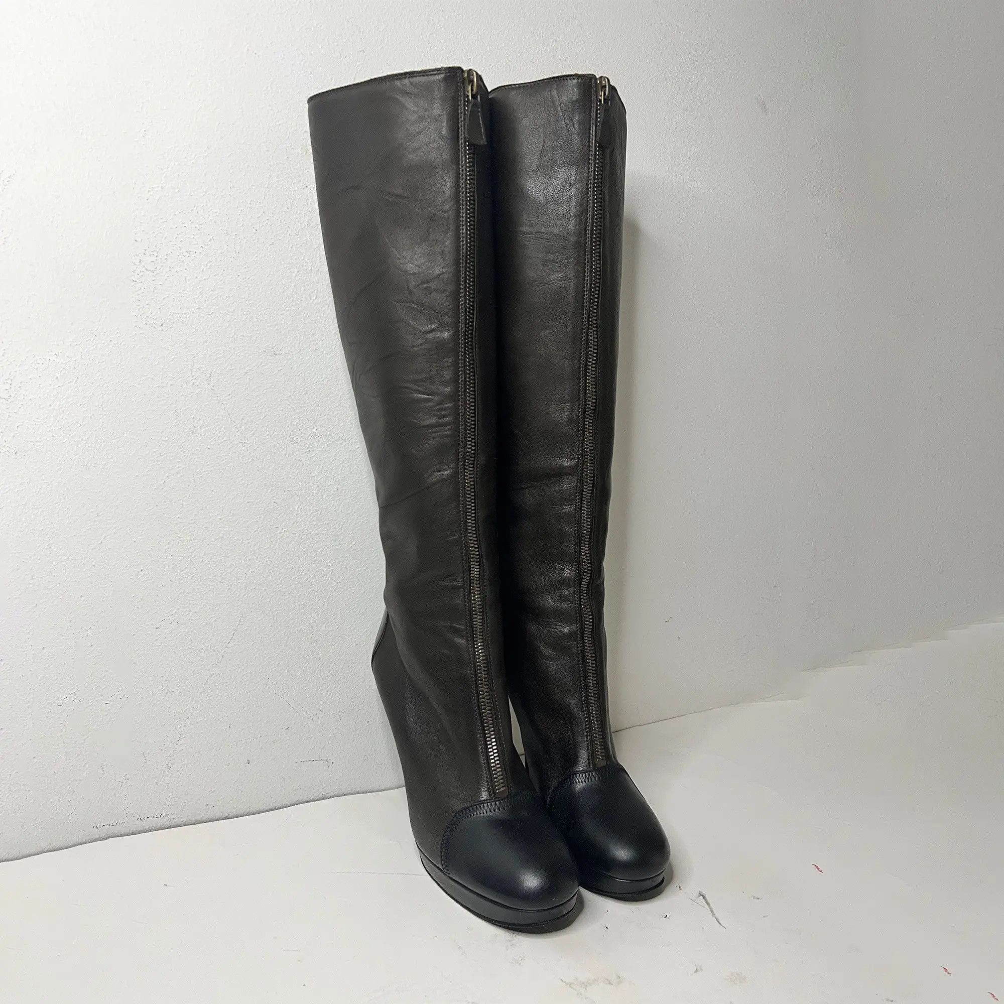 Lanvin High Boots Double Leather Size US 7 / IT 37 - 3 Thumbnail