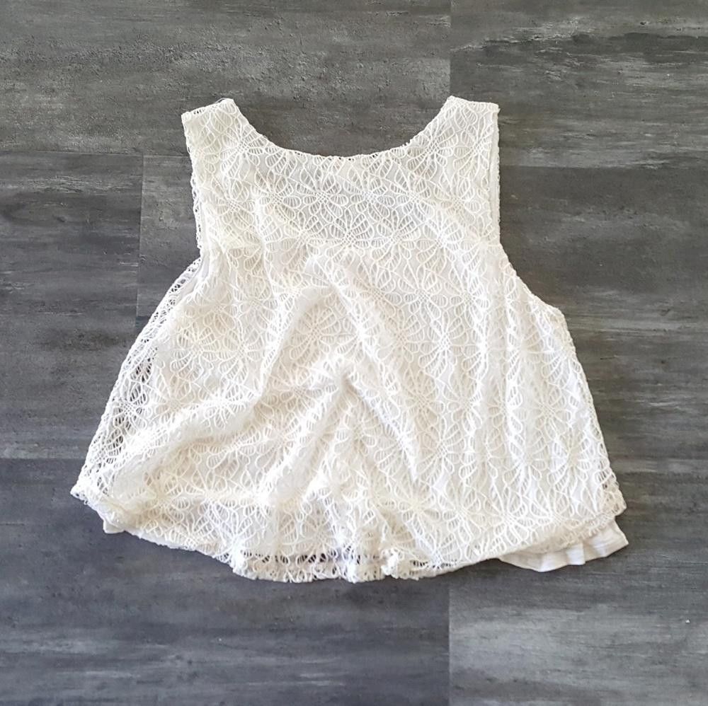 Designer Cream Lace Cropped Babydoll Tank Size M / US 6-8 / IT 42-44 - 2 Thumbnail