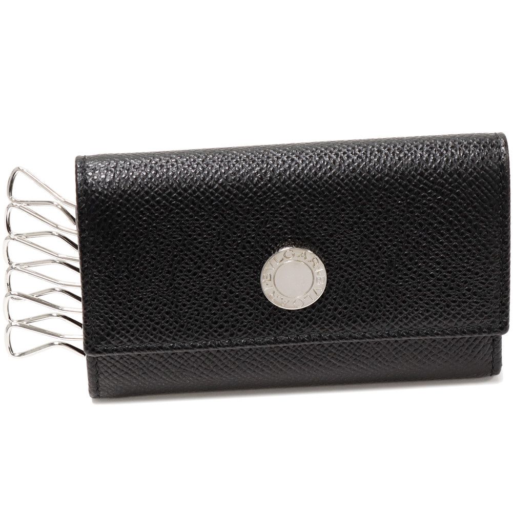 Bvlgari Bvlgari Grain Calf Leather 6 Key Case Black Leather Key Holder 20234 in Pristine Condition