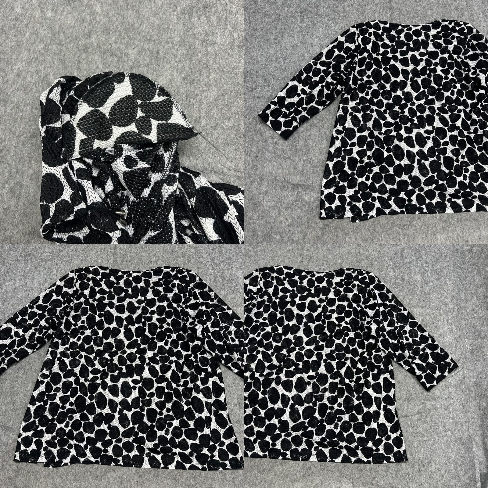 Vintage Ali Miles Jacket Womens 1X Black Abstract Print 3/4 Sleeve Pockets Button Front Collared Unlined Short Jacket Size XL / US 12-14 / IT 48-50 - 10 Thumbnail