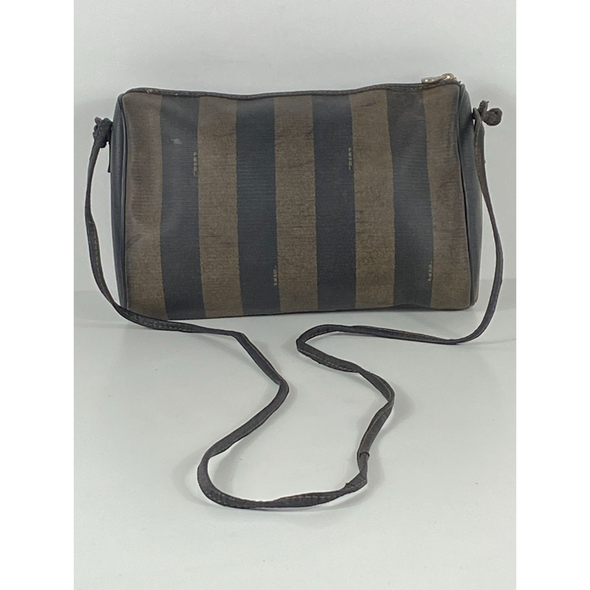 Fendi VTG 80s Fendi Pequin Striped Coated Canvas Crossbody Purse W Size ONE SIZE - 3 Thumbnail
