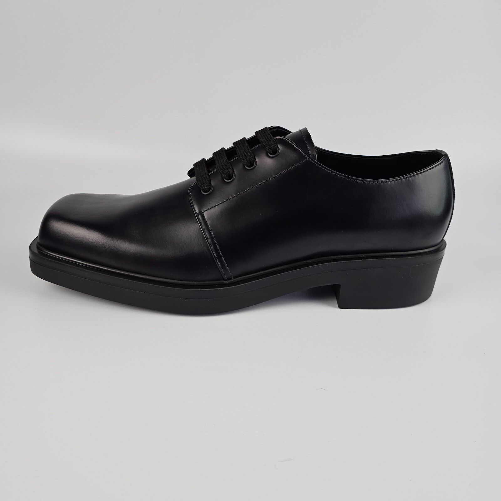 Prada PRADA Black Brushed Leather Derby Shoes New And Authentic (M Size US 12 / EU 45 - 4 Thumbnail