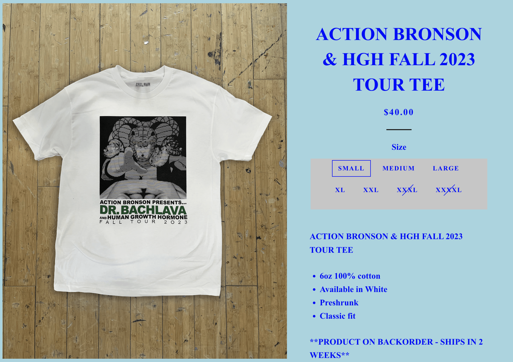 Action Bronson Action Bronson & Human Growth Hormone Fall Tour 2023 Tee Med Size US M / EU 48-50 / 2 - 3 Thumbnail