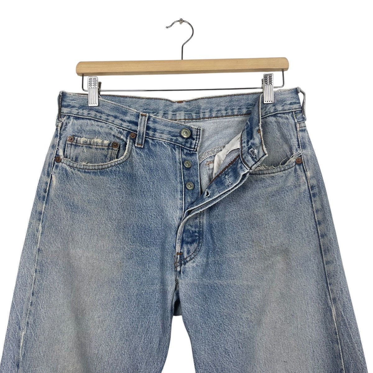 Japanese Brand Vintage 80s Levis 501 Big E Button Fly Distressed Jeans Size US 32 / EU 48 - 9 Thumbnail