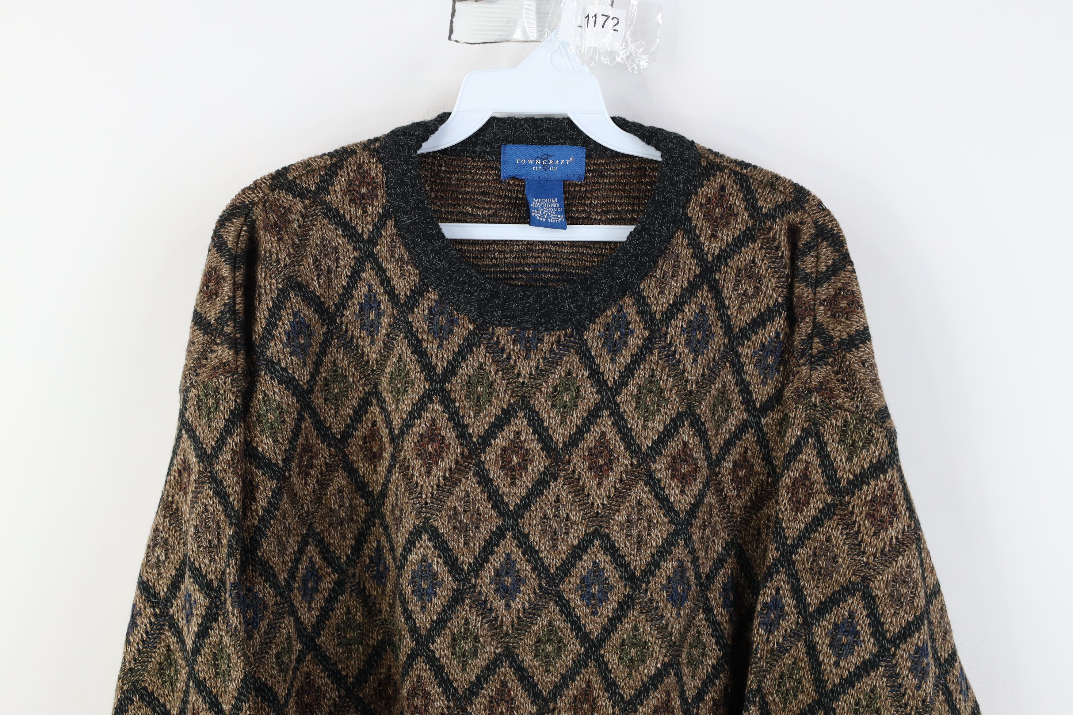 Vintage 90s Streetwear Knit Crewneck Sweater Earth Tone
