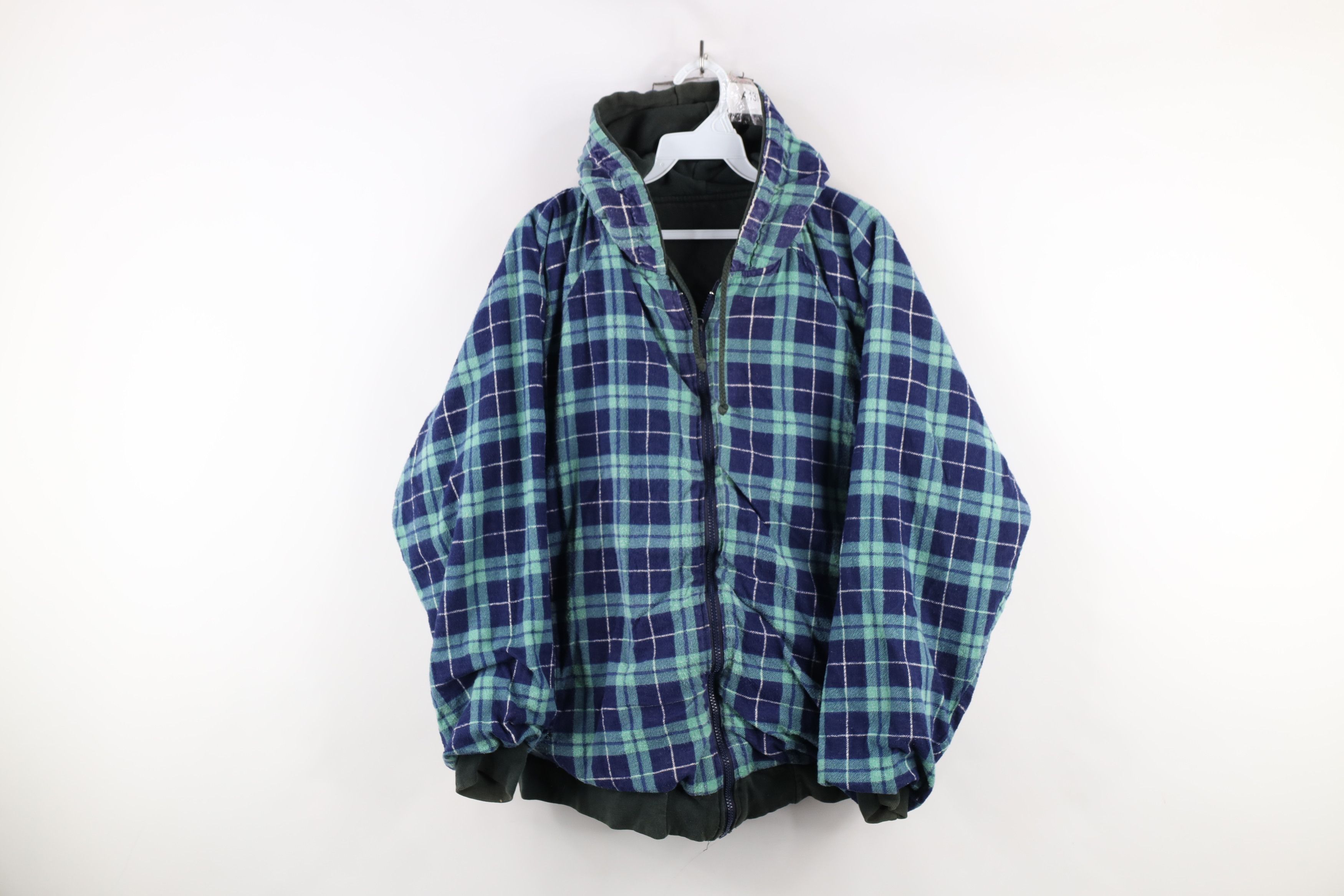 Vintage Vintage 90s Streetwear Blank Reversible Full Zip Hoodie Size US L / EU 52-54 / 3 - 13 Thumbnail