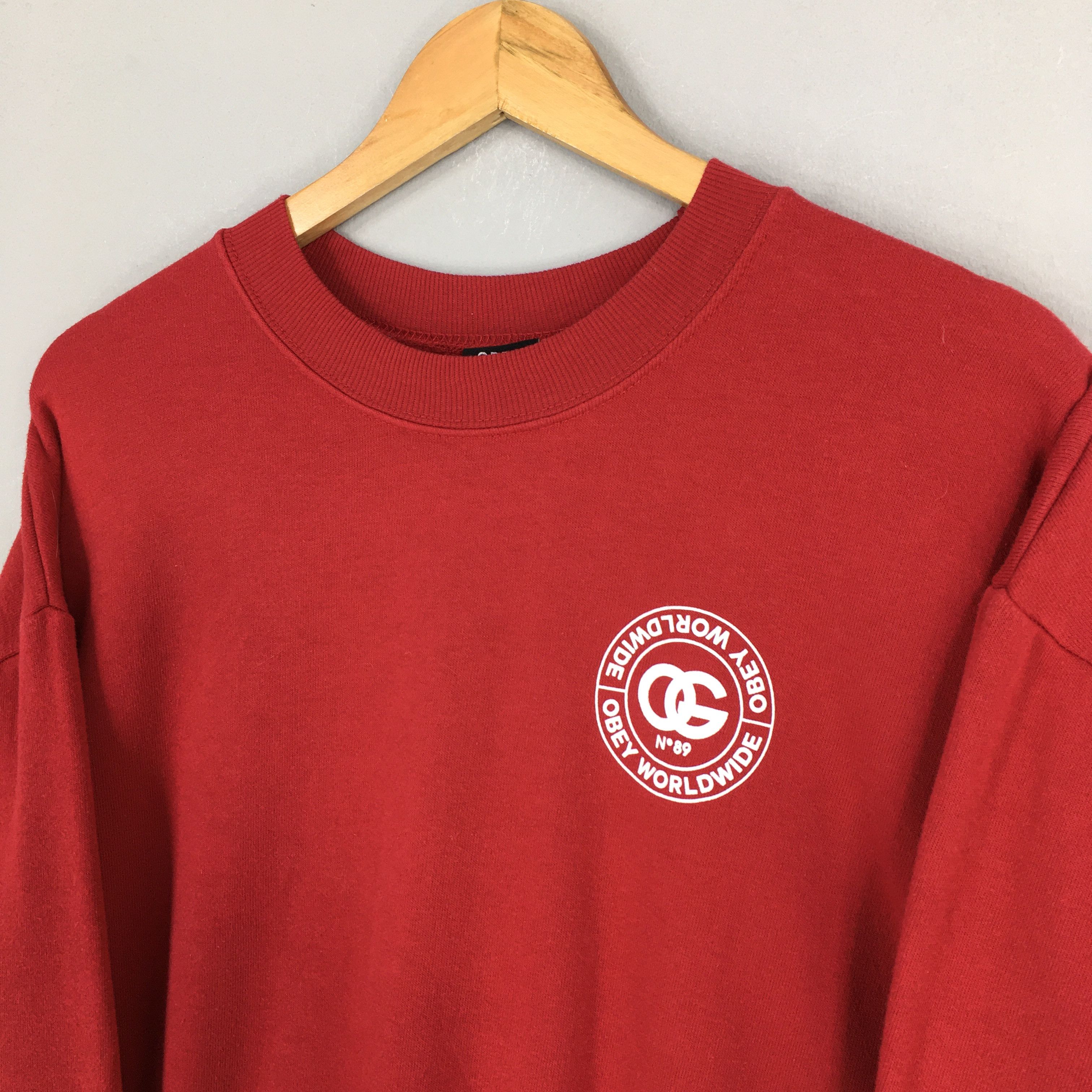 Obey × Vintage Vintage Obey Worldwide Logo Red Sweatshirt XLarge Size US XL / EU 56 / 4 - 5 Thumbnail