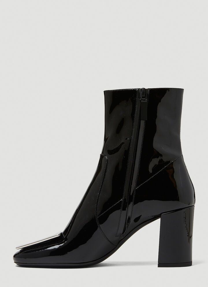 Saint Laurent Paris o1tp1o0125 Maxine Booties In Patent in Black Size US 8.5 / IT 38.5 - 3 Thumbnail