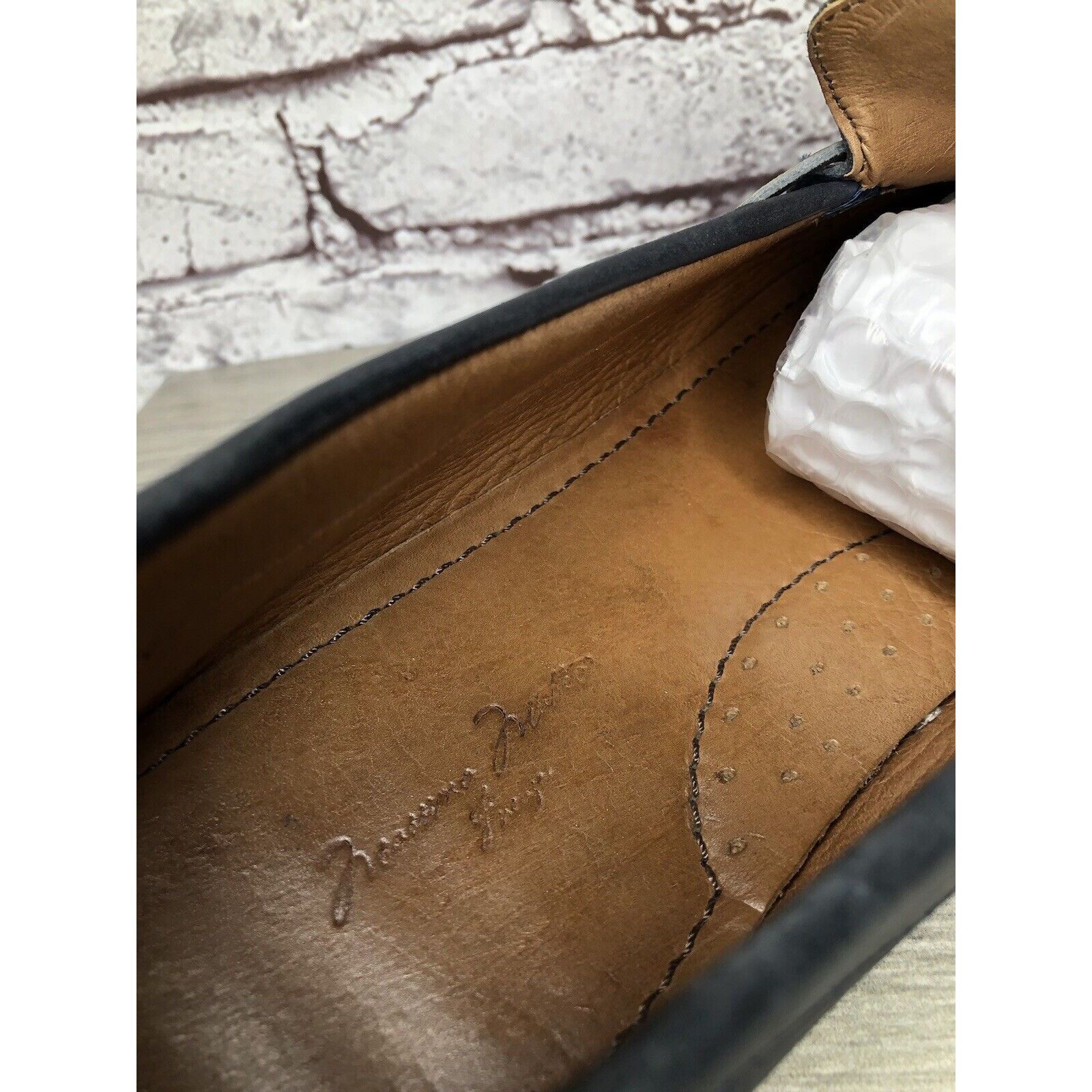 Massimo Matteo MASSIMO MATTEO Navy Blue Leather Casual Moc Driving Loafers Size US 12 / EU 45 - 14 Thumbnail