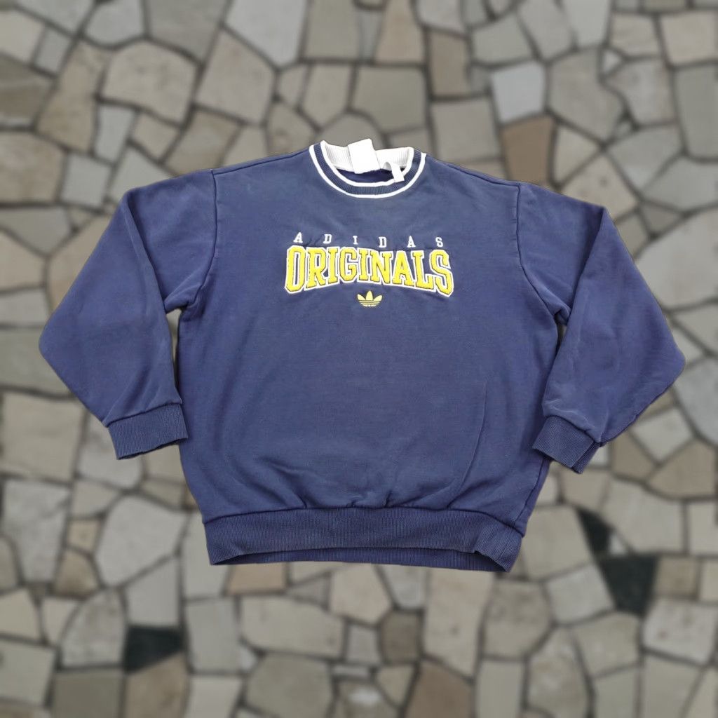 Adidas Adidas Sweatshirt Mens Small Blue Originals Script Crew Neck Pullover Trefoil Size US S / EU 44-46 / 1 - 1 Thumbnail