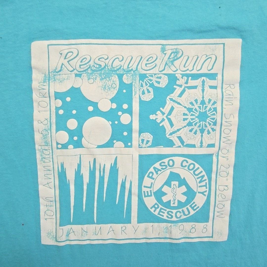 Vintage Vintage Rescue Run Shirt Blue M El Paso County Tee 80s Size US M / EU 48-50 / 2 - 2 Thumbnail