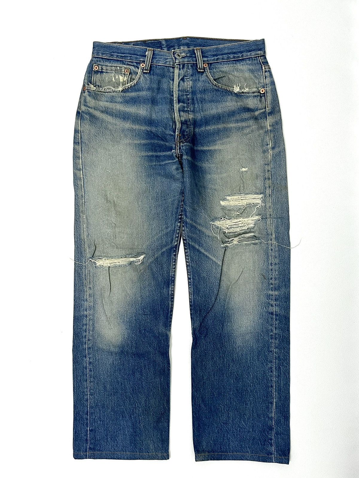 Levi's × Levi's Vintage Clothing Vintage Levis 501 xx Button 522 Distressed Jeans Size US 31 - 1 Thumbnail