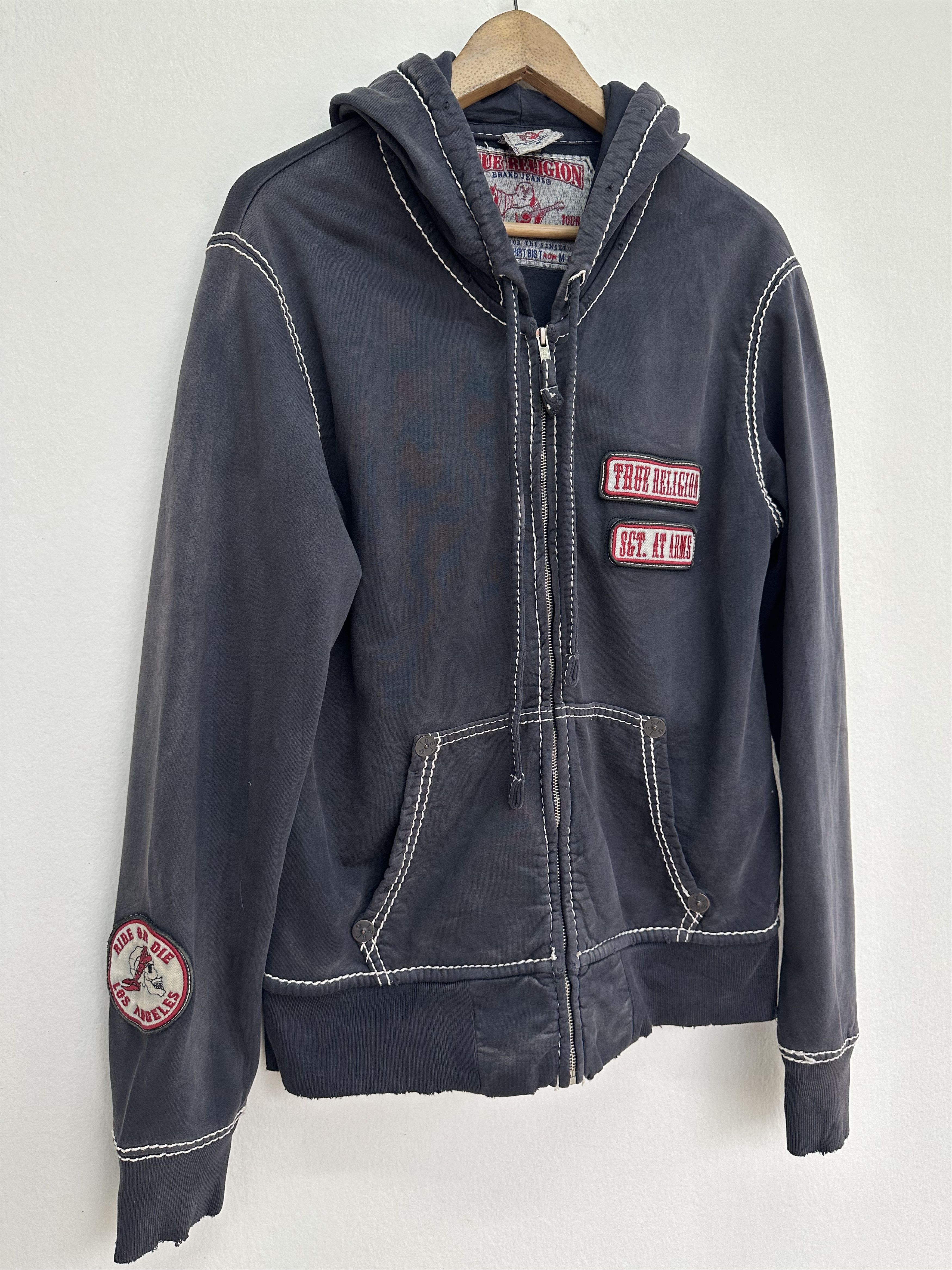 True Religion Vtg Distressed True Religion Ride Or Die L.A Big T Hoodie Size US M / EU 48-50 / 2 - 6 Thumbnail