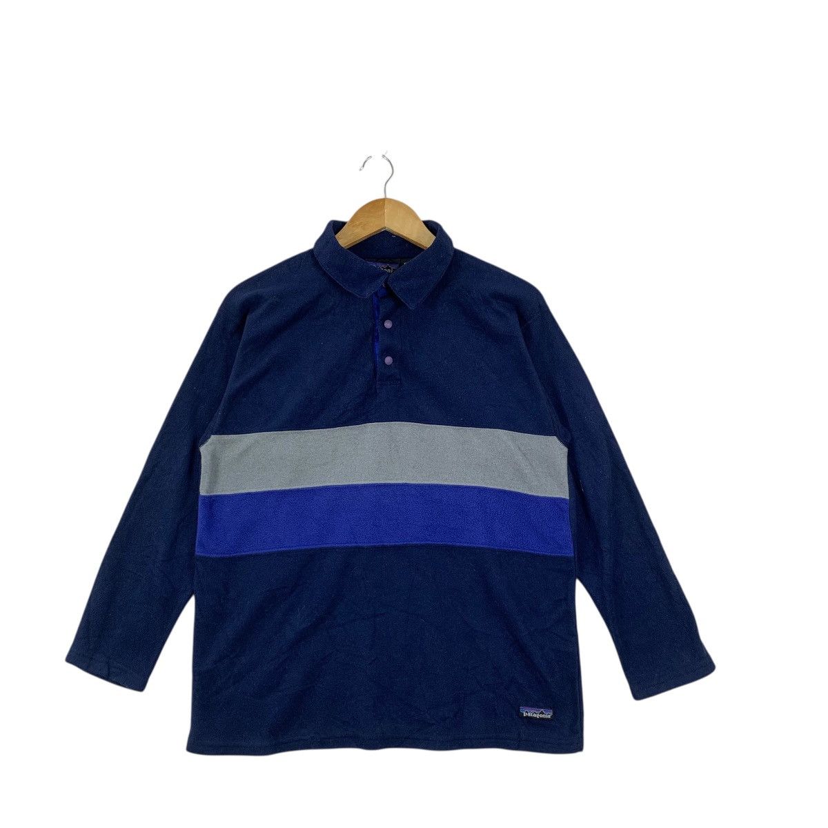 Patagonia Vintage PATAGONIA MADE IN USA Striped Fleece Polo Tee Shirt Size US M / EU 48-50 / 2 - 3 Thumbnail