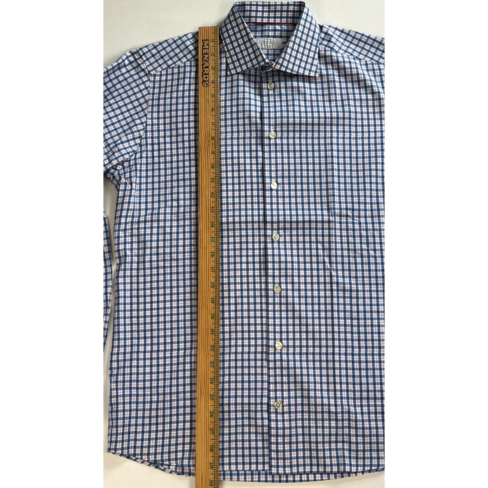Eton Eton Dress Shirt Slim Check 41/16 Men’s Button-Up Long Sleeve Multicolor, Navy/White, Size 41/16, Regular, Men's Shirt Size 42R - 6 Thumbnail