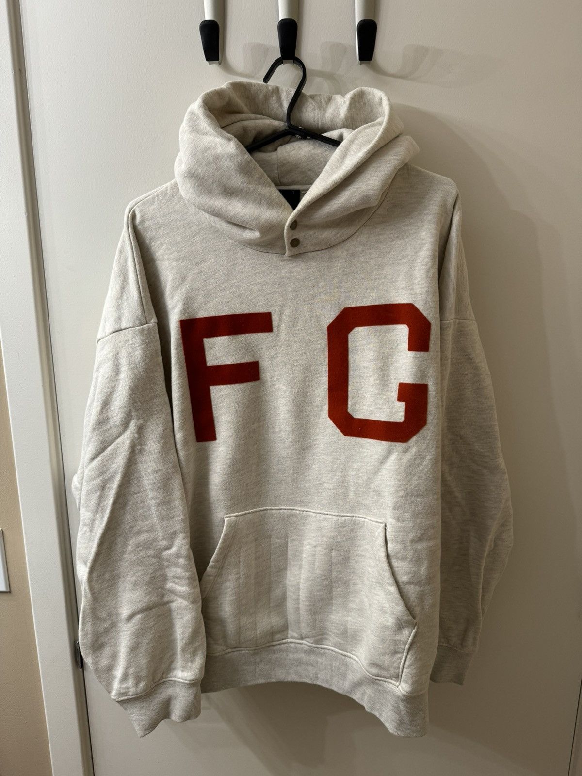 image of Fear Of God Hoodie in Cream/Red, Men's (Size 2XL)