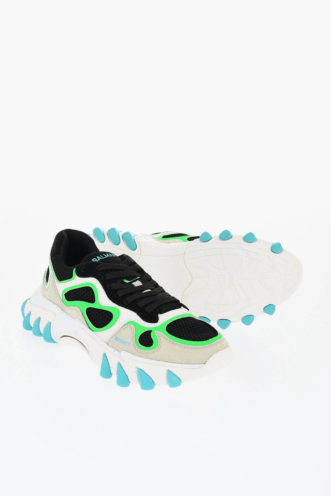 Balmain og1mm0326 Mesh & Suede Low-Top Sneakers in Multicolor Size US 10 / EU 43 - 2 Thumbnail