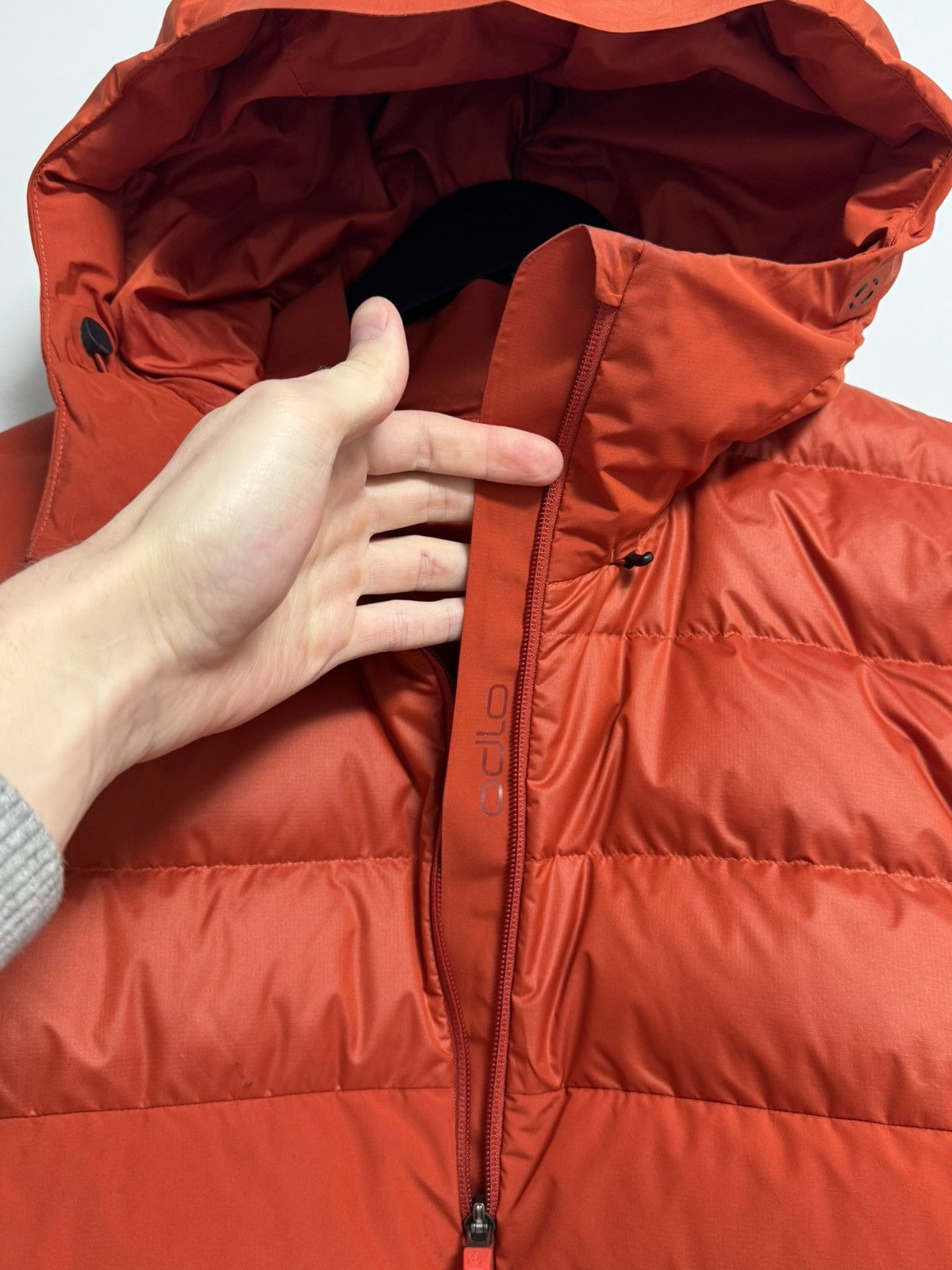 Odlo Down Jacket Red Hooded Puffer Winter Outdoor Men’s