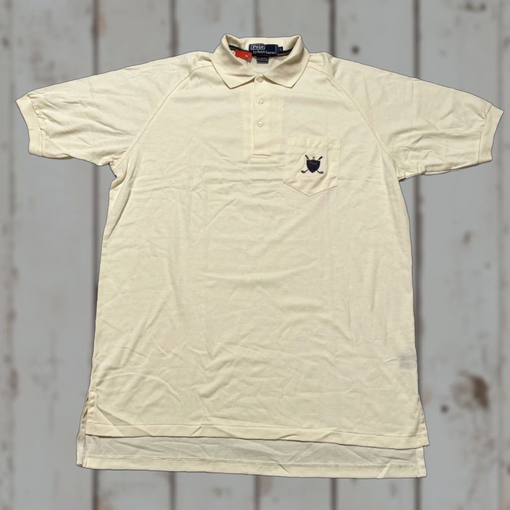 Polo Ralph Lauren VINTAGE Polo Ralph Lauren Polo Shirt Golf Crest Shield 1990s Unisex Adults L Natural Cotton NWOT Shirts Mens Size US L / EU 52-54 / 3 - 1 Thumbnail