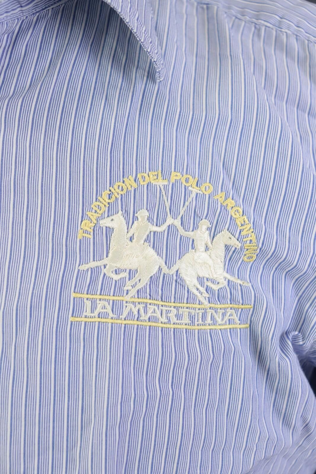 La Martina La Martina Argentina Blue Stripe Dress Shirt Size L Size US L / EU 52-54 / 3 - 5 Thumbnail