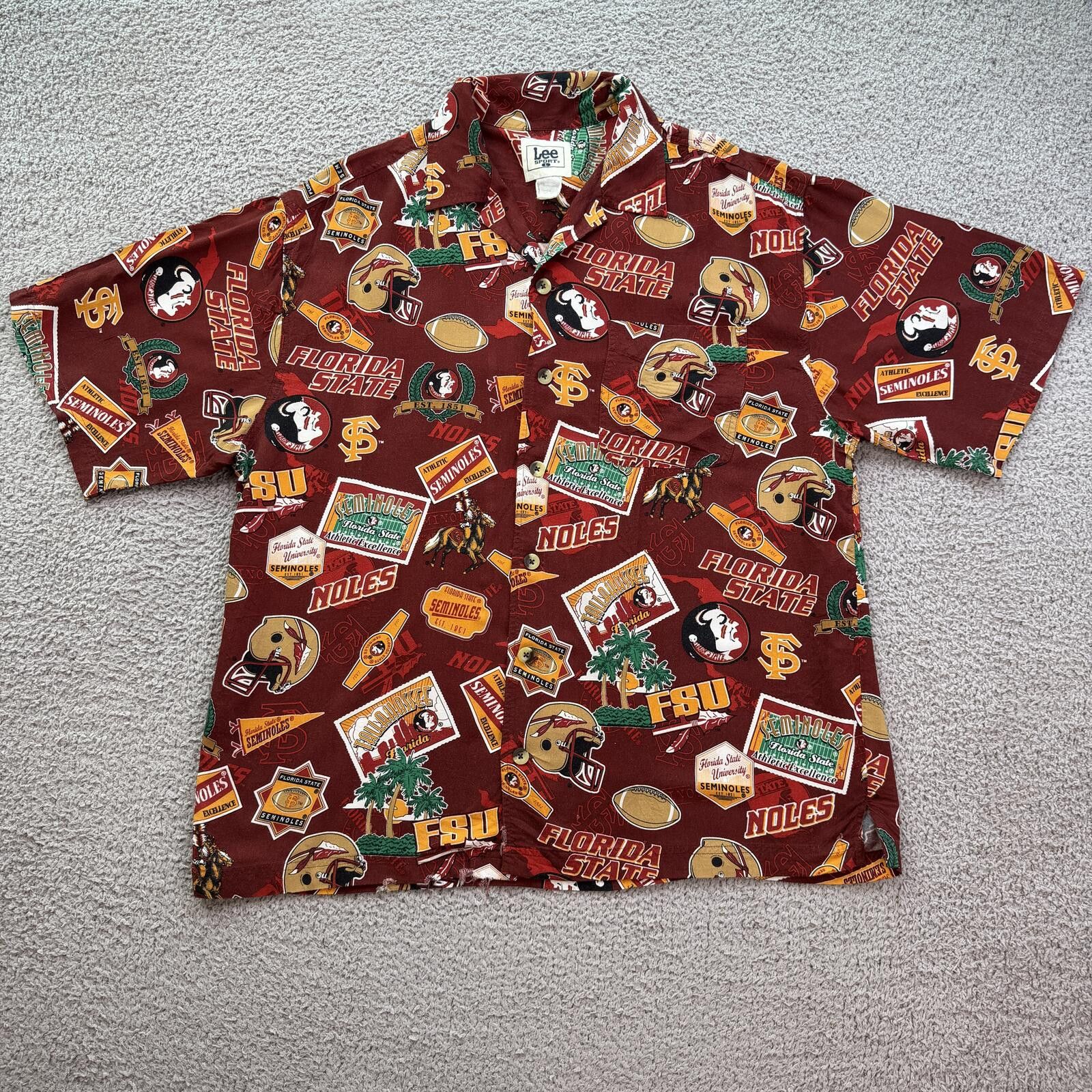 Lee Vintage Y2K Florida State AOP Shirt Lee Sport Button Up Size US L / EU 52-54 / 3 - 1 Thumbnail