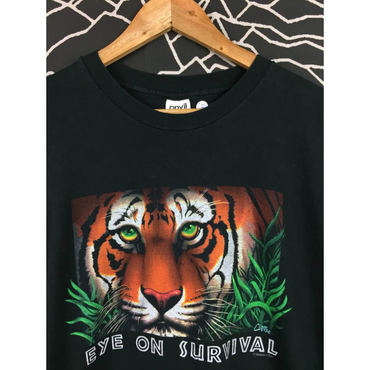 Vintage Vtg 90s Eye On Survival Tiger Wildlife Animal Longsleeve Tee Size US L / EU 52-54 / 3 - 3 Thumbnail