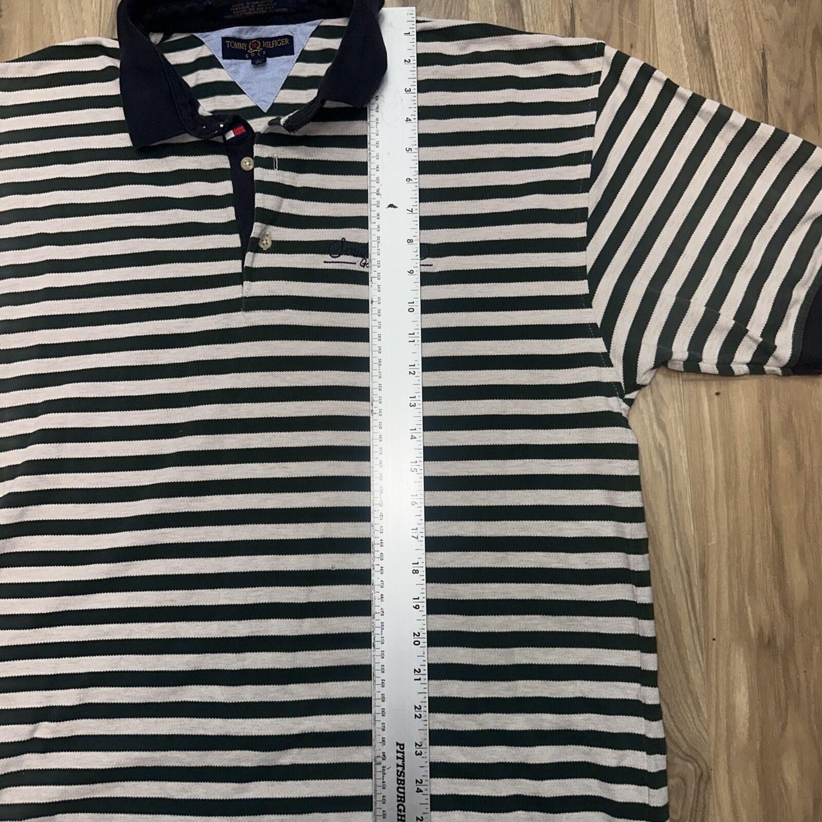 Tommy Hilfiger Tommy Hilfiger Golf Green White Striped Polo Shirt L Size US L / EU 52-54 / 3 - 4 Thumbnail