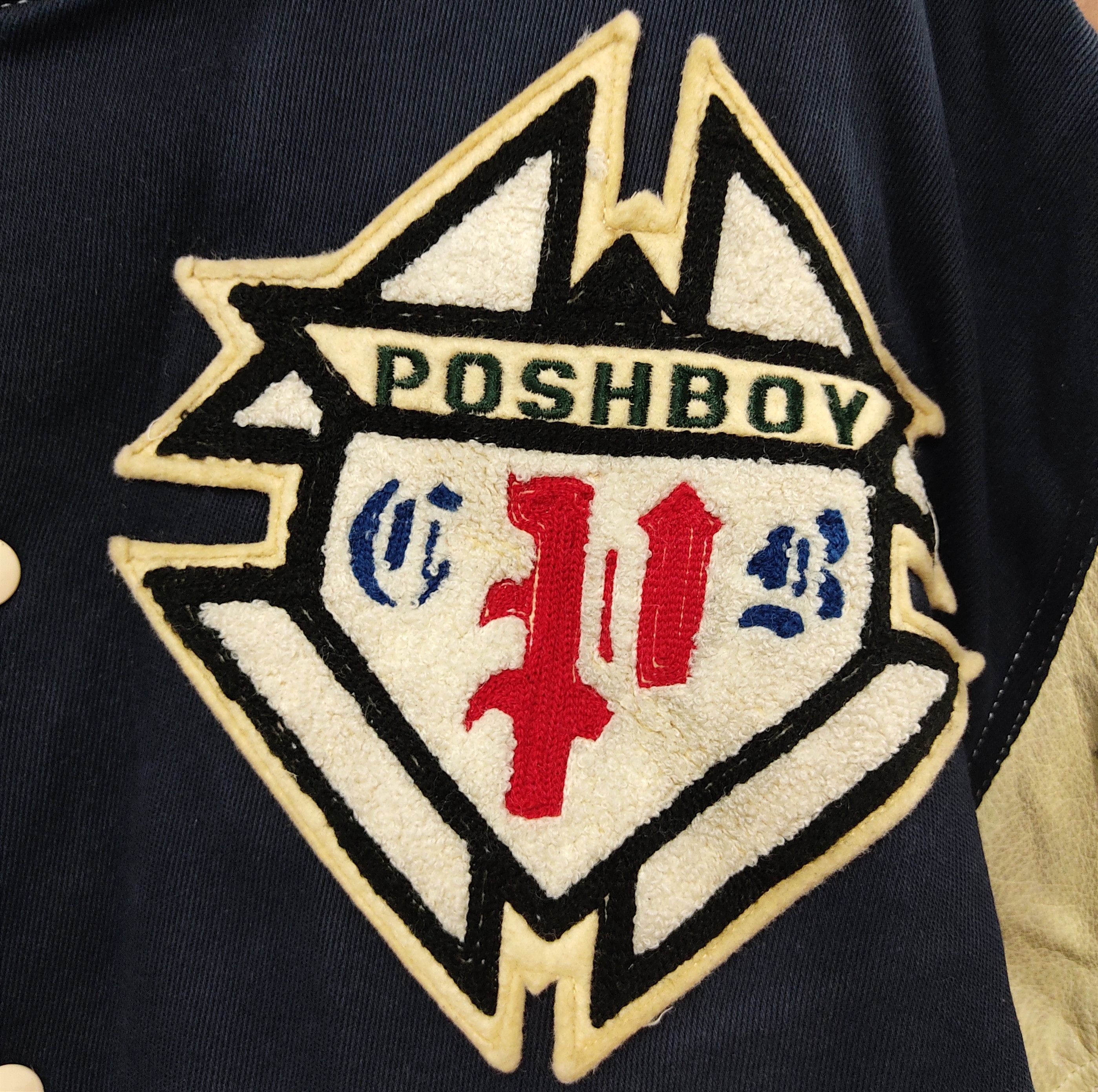 Japanese Brand Vintage THE POSH BOY Leather Sleeve Patched Varsity Jacket Size US XL / EU 56 / 4 - 7 Thumbnail