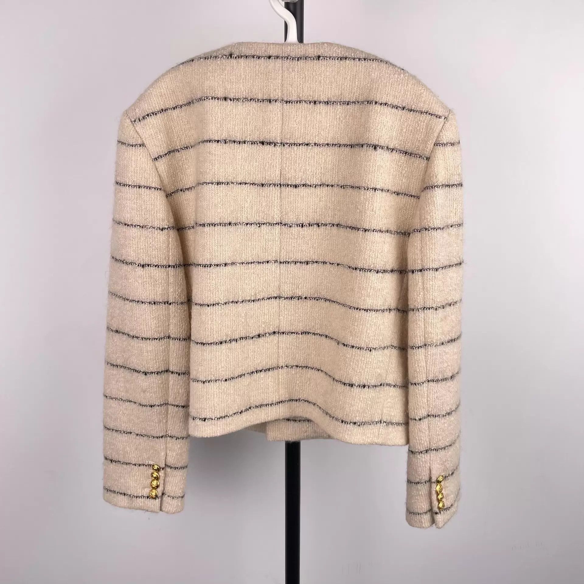 Celine Celine Cream Striped Gold Buttons Short Jacket 36 Size XS / US 0-2 / IT 36-38 - 2 Thumbnail