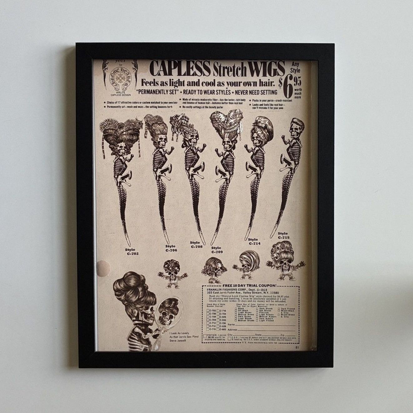 Chrome Hearts × Japanese Brand × Vintage Chrome Hearts skeletons w/ wigs photos Poster framed 9x11 Size ONE SIZE - 1 Thumbnail