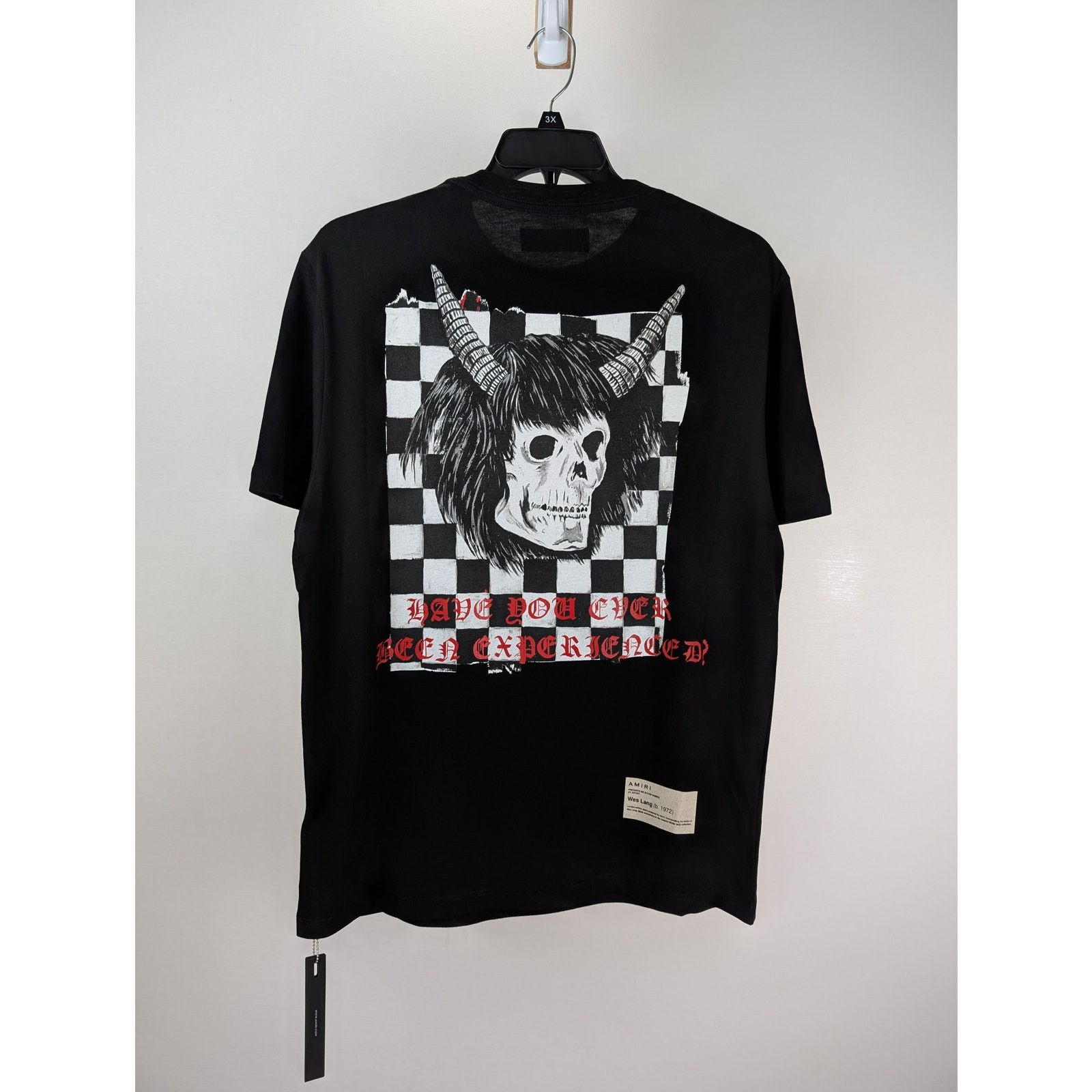 Amiri o1rshd1 Q:3 / Wes Lang Checker Skull Tee T-Shirt in Black Size US XL / EU 56 / 4 - 2 Thumbnail