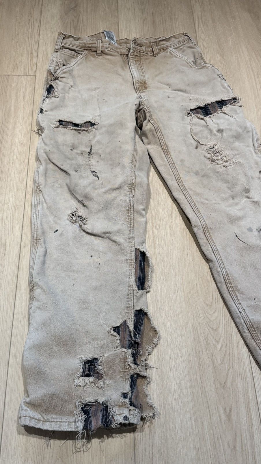 Carhartt Carhartt flannel lined carpenter pants distressed frayed Size US 32 / EU 48 - 3 Thumbnail