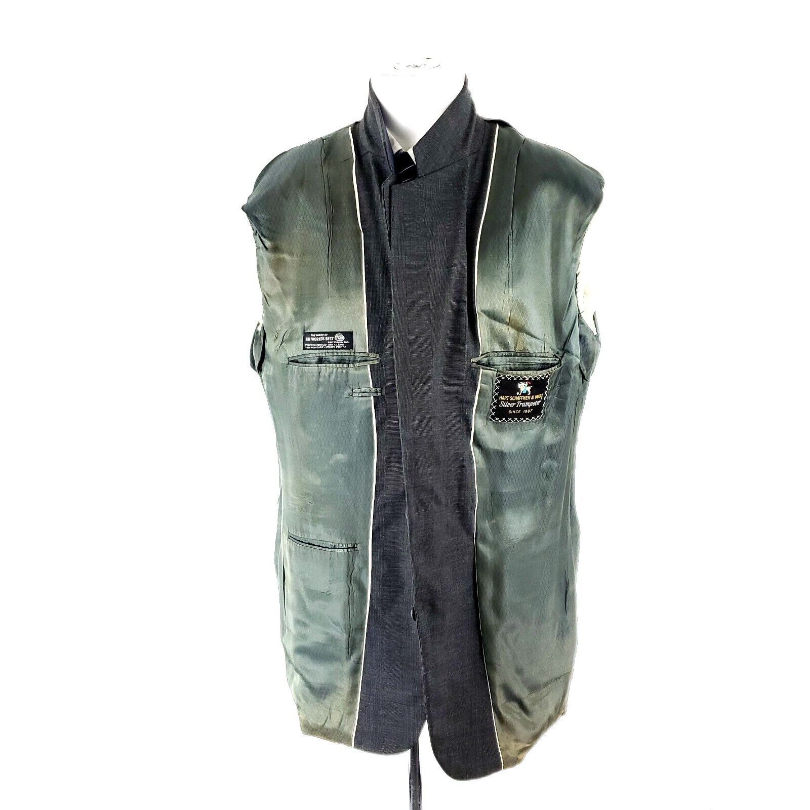 Hart Schaffner Marx Hart Schaffner Marx Silver Trumpeter Wool 2 Button Blazer 44 Size 44R - 10 Thumbnail