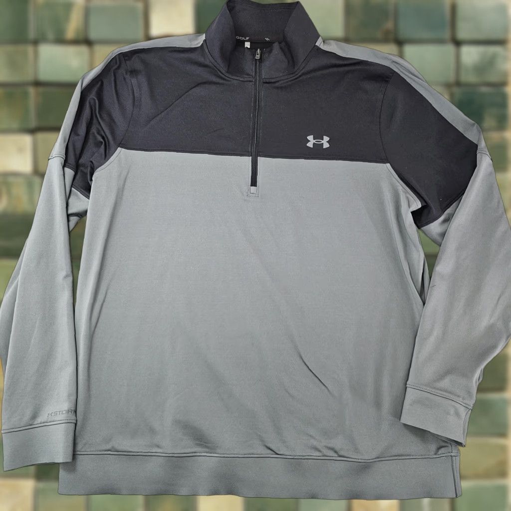 Under Armour Under Armour Pullover Mens L Gray 1/4 Zip Water Resistant Golf Storm Mock Neck Colorblock Long Sleeve Size US L / EU 52-54 / 3 - 1 Thumbnail