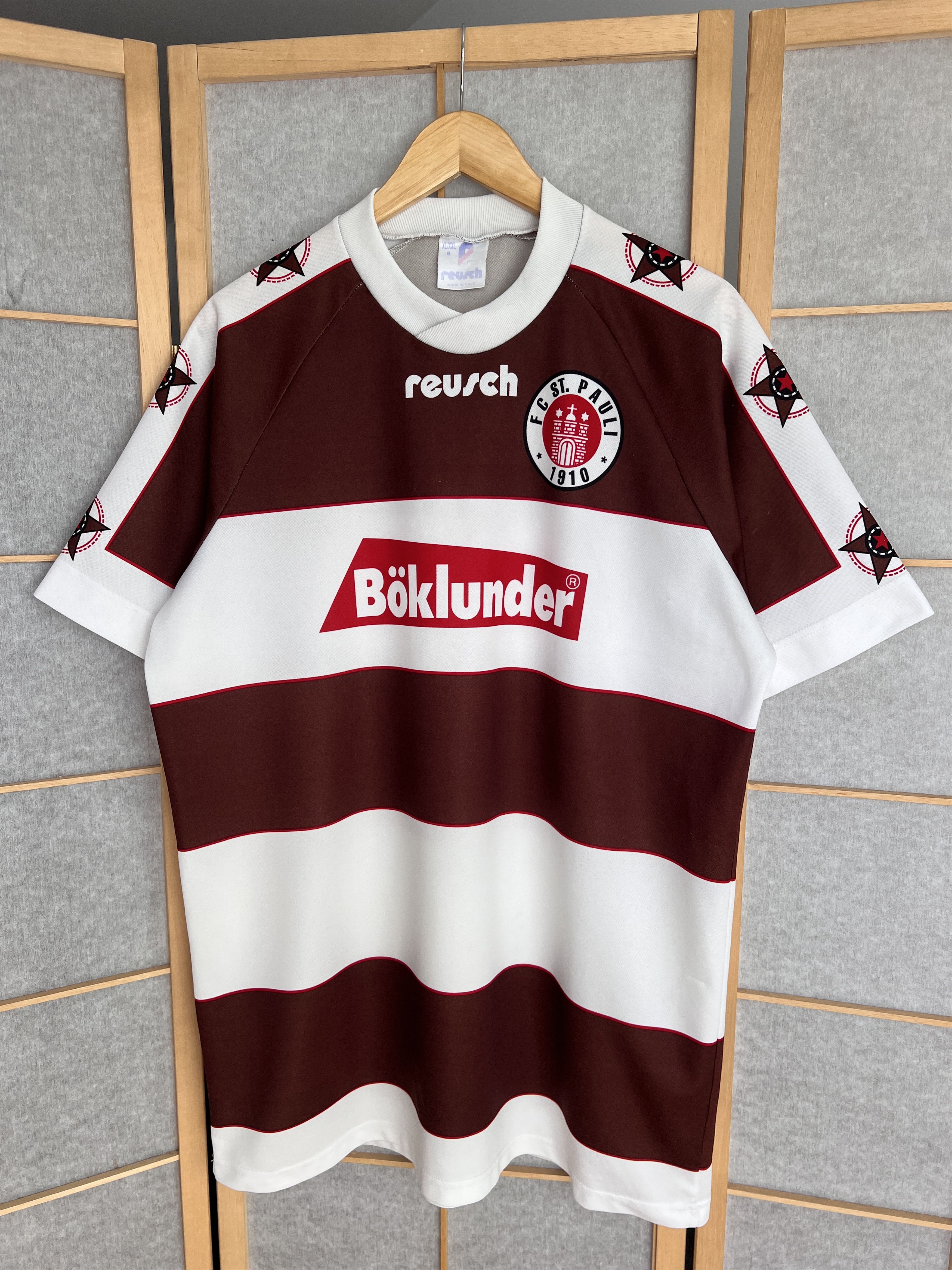 Other Rare! FC ST Pauli 1995 home striped football jersey reusch Size US XL / EU 56 / 4 - 16 Thumbnail