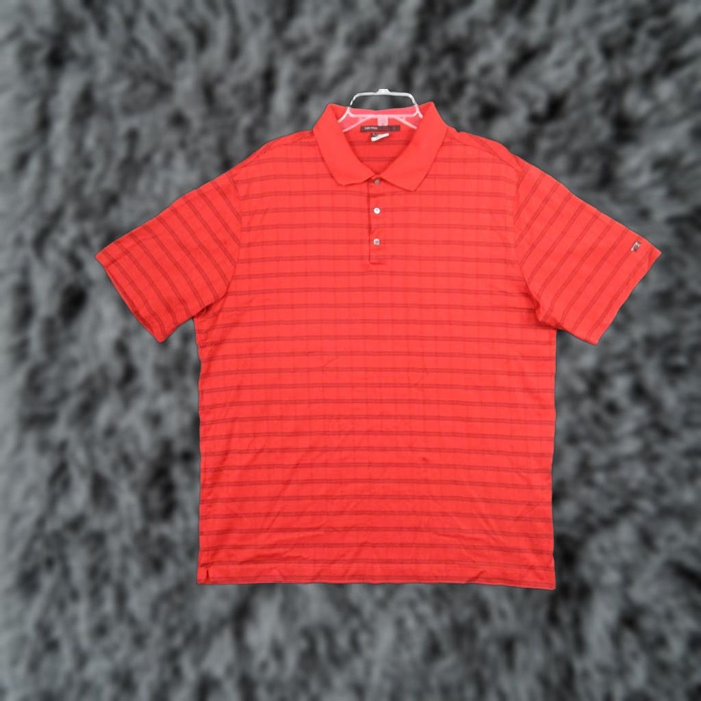Nike Nike Tiger Woods Polo Shirt Mens XL Red Dri-FIT Stripe Golf 389585-611 Size US XL / EU 56 / 4 - 1 Thumbnail