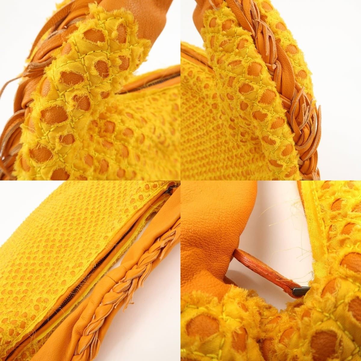 Bottega Veneta Bottega Veneta Hobo Cotton Shoulder Bag Yellow Size ONE SIZE - 6 Thumbnail