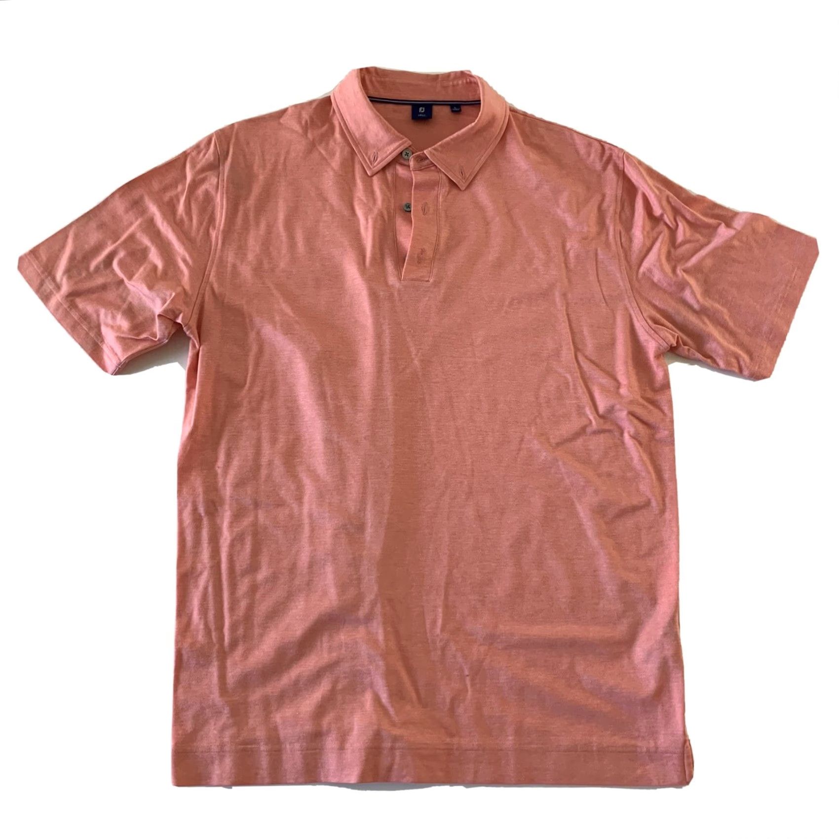 Footjoy FootJoy Polo Shirt Men L Short Sleeve Solid Orange Salmon Pink Button-Up Collared Golf Shirt Size US L / EU 52-54 / 3 - 2 Thumbnail