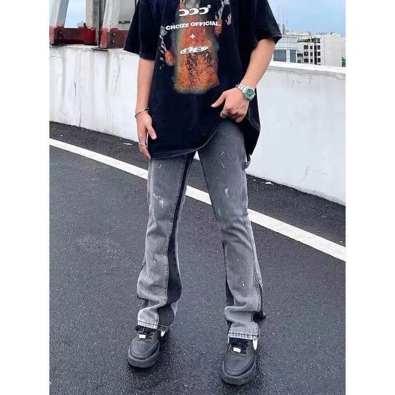 Japanese Brand Retro loose splashed ink micro flared jeans Size US 32 / EU 48 - 5 Thumbnail