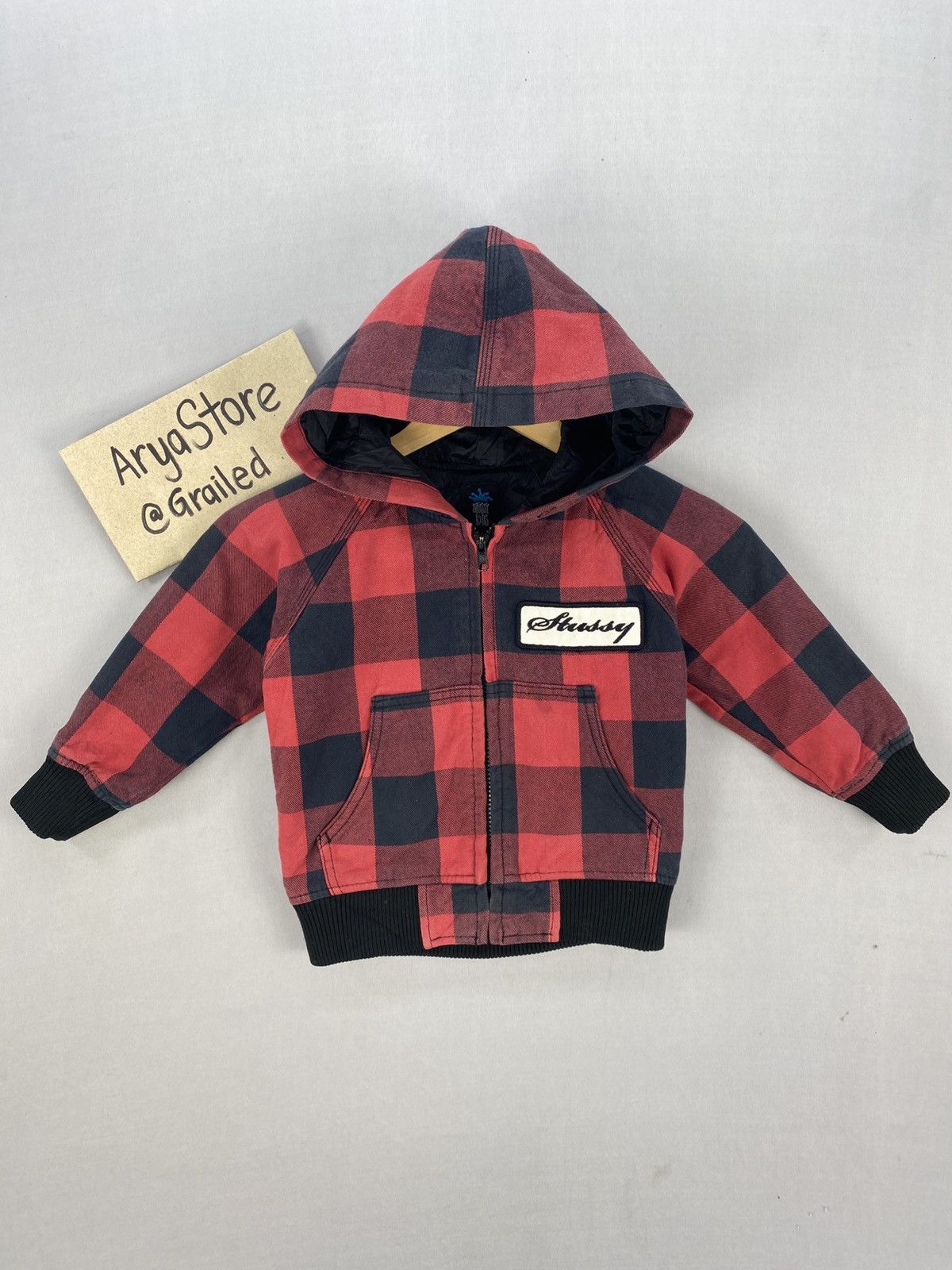 Stussy Stussy Kids Checkered Hoodie Zipper Jacket Size US XXS / EU 40 - 1 Thumbnail
