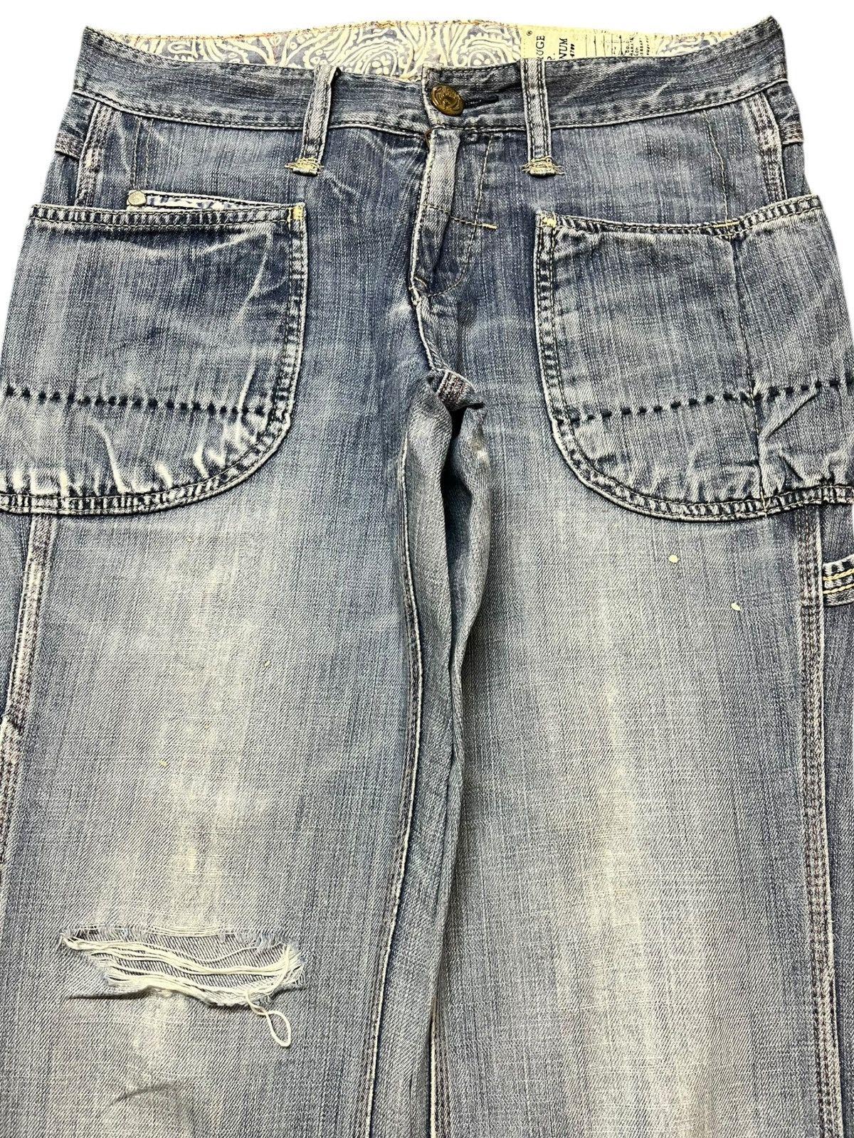 Antigua Vintage Antgauge Cargo Carpenter Distressed Denim Size US 30 / EU 46 - 2 Thumbnail