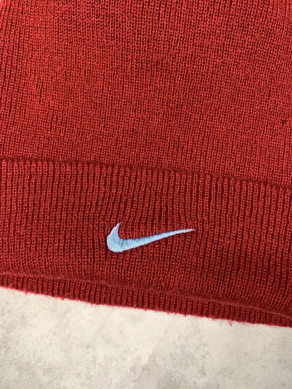 Nike × Vintage Vintage 90s Nike Small Swoosh Beanie Rare Winter Hat Cap Size ONE SIZE - 2 Thumbnail