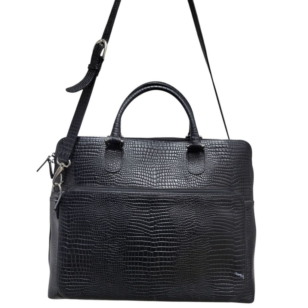 Other Levenger Crocodile Embossed Genuine Leather Messenger Briefc Size ONE SIZE - 6 Thumbnail